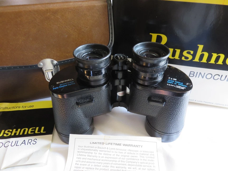 VINTAGE BUSHNELL BINOCULAR SPORTVIEW  INSTA-FOCUS 7X35 WITH CASE,BOX &DIRECTIONS - Image 2 of 4