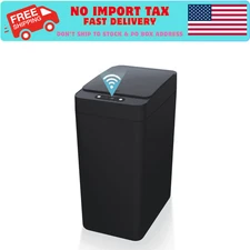 2.6 Gallon Touchless Bathroom Trash Can with Lid, Slim Motion Sensor Bin, Black