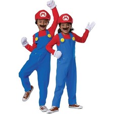 New Disguise Kid's 7/8 Super Mario Brothers Deluxe Costume Hat Gloves Mustache