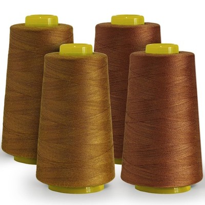 4 PCS All Purpose Polyester Sewing Thread 12000 Yards Ginger Brown