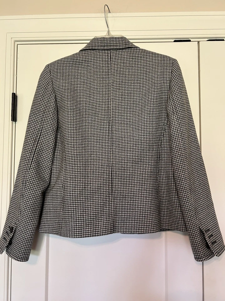 Blazer De Colección Pendleton Mujer Talla 6 100% Lana Virgen Negro Pata de Gallo Chaqueta Corta Foto 4 de 4