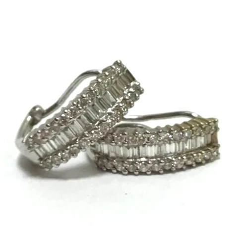 (MA3) Ladies 14k White Gold 4.3g Diamond 0.75TCW Huggie Hoop Earrings - Image 3 of 4