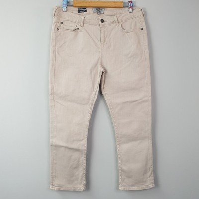Fat Face Jeans Damen UK 12 Creme Straight Leg Crop Denim Freizeit Neutral