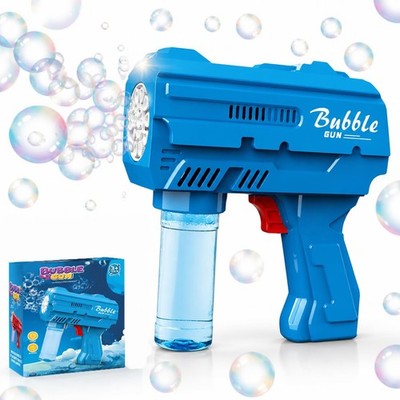 Kids Automatic Bubble Gun LED Light & Refill Solution   Leakproof Bubble Blas...