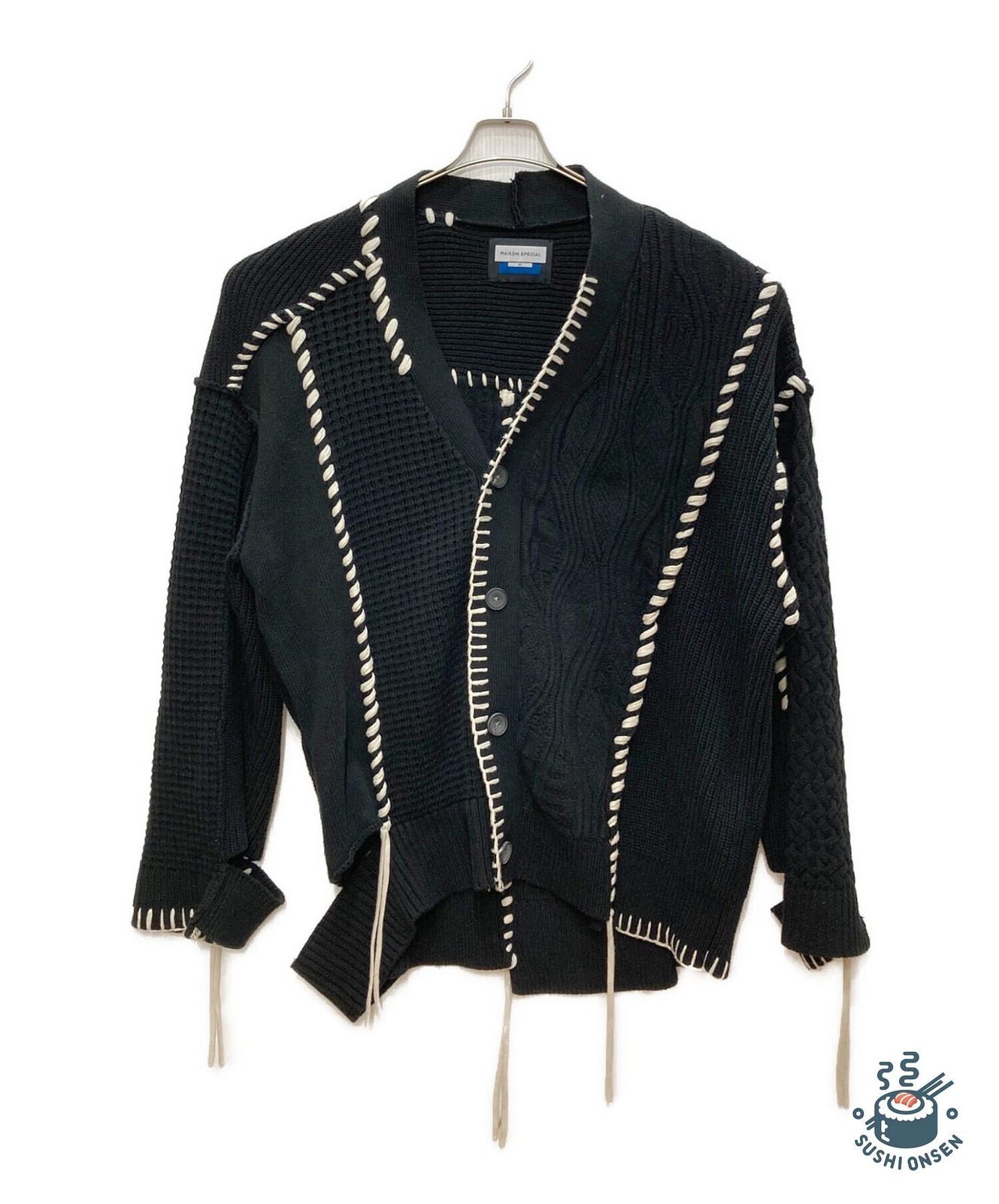 MAISON SPECIAL Oni Waffle Crazy Patchwork V-Neck … - image 1