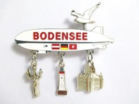 Bodensee Zeppelin Magnet Metall Feder MöWe 3 Charms Lindau Meersburg Konstanz