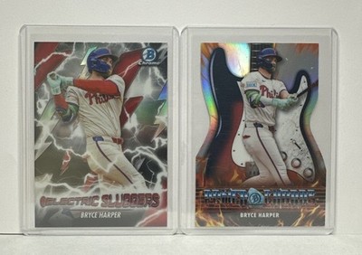 2026 Bowman Chrome Bryce Harper Insert Lot (2) Power Chords & Electric Sluggers