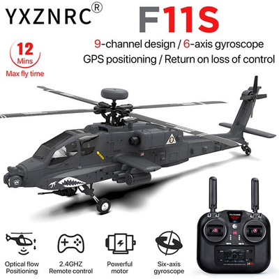#ad YUXIANG F11 S AH 64D Apache RC Helicopter RTF 9CH 2.4G 6 Axis 3D GPS Positioning $620.60