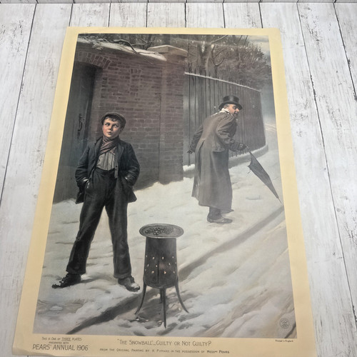 Pears Annual 1906 Advertising print  The Snowball  Guilty Or Not Guilty  19x27in