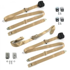 Ford 1932  Model B  Standard 3pt Tan Bench Seat Kit w/Brackets 3 Belts 