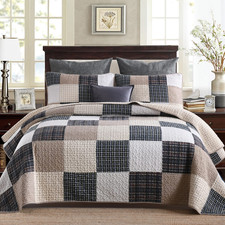 Perhom 100 Cotton King Size Quilt Set - Lightweight Bedding Set Real-Patchwork