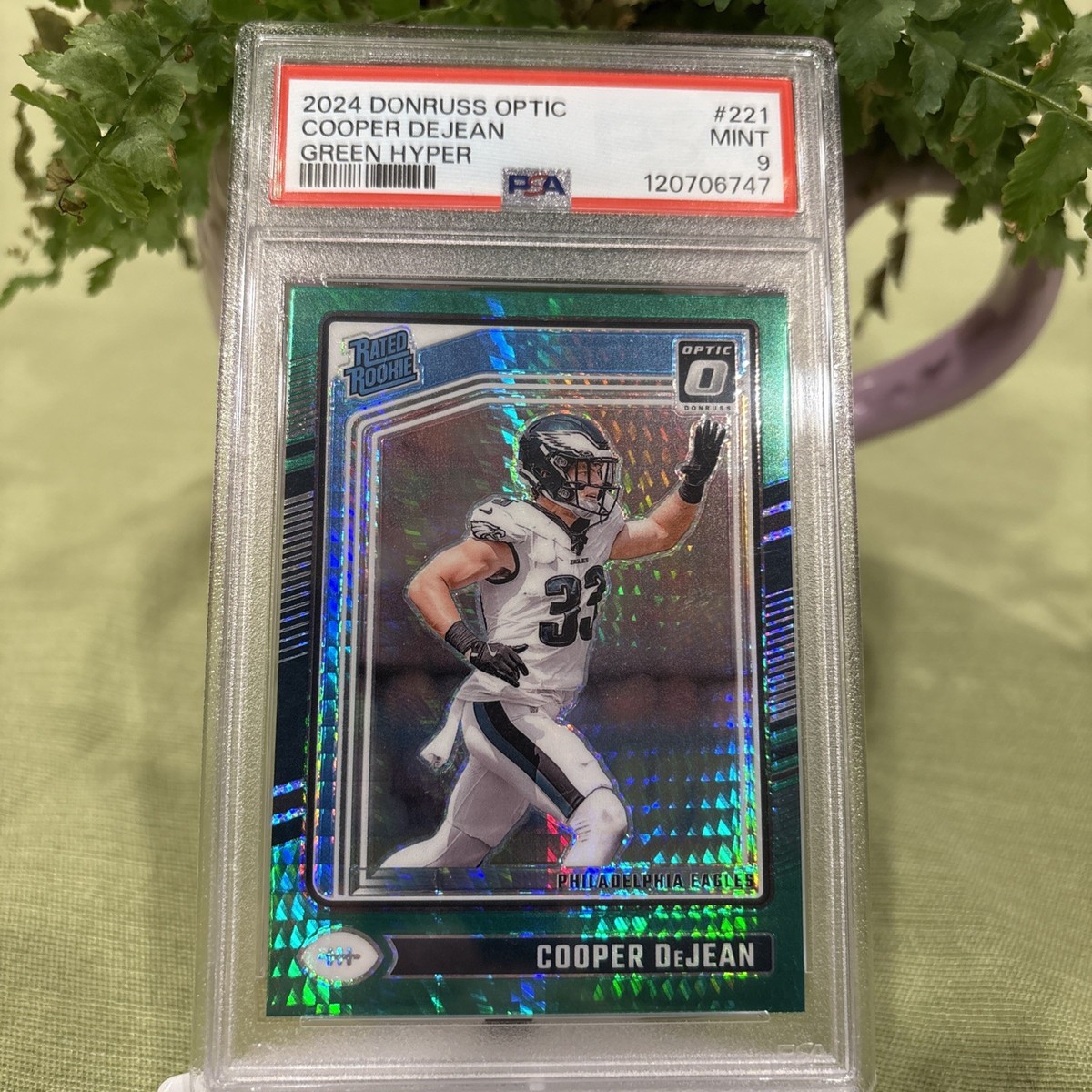 2024 Donruss Optic Cooper DeJean Green Hyper #221 Rated Rookie PSA 