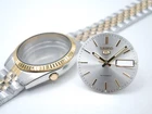 NEW TWO-TONE CASE KIT SNXJ90 FLUTED BEZEL, SILVER DIAL & BRACELET 7S26-3119