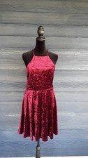 Lulus Velvet Fit & Flare Dress - Burgundy Wine Color, Open Back, Size M