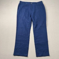 Blue Saks Fifth Avenue Pants Mens 33 100% Linen Royal Chino 34x29 Beachy Resort