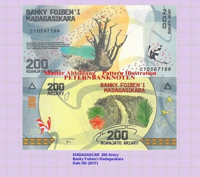 MADAGASKAR  Madagascar 200 Ariary 2017   Unc. P 98 642#  