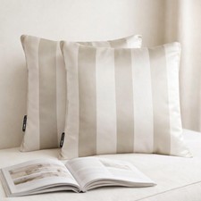 The HomeCentric Set of 2 Taupe Throw Pillow Cover Satin Striped - Taupe Vertical