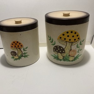 1970' 米国ヴィンテージ きのこ柄キャニスター2こセット