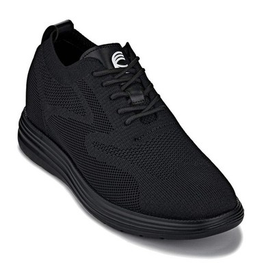 CALTO - X2631 - 2.8 Inches Taller (Black/Black Sole) - Lace Up Casual Walker - L