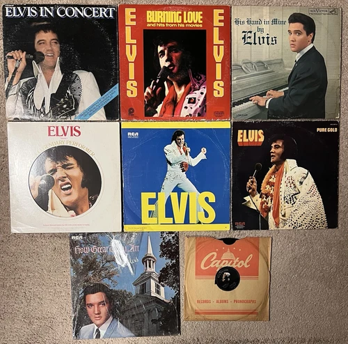 Elvis Presley 8 Vinyl Lot 1 78 Hound Dog 1 Double In Concert 2 Inspirational ++