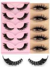 Veltrinay Cat Eye False Eyelashes Clear Band Faux Mink Lashes Natural Wispy 3D