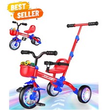 5 in 1 Toddler Bike for 1-3 3-5 Old, Tricycle with Push Handle Convertible...