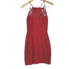 Charlotte Russe Red Lace Halter Mini Dress XS KSD7051A Cocktail Party Sleeveless