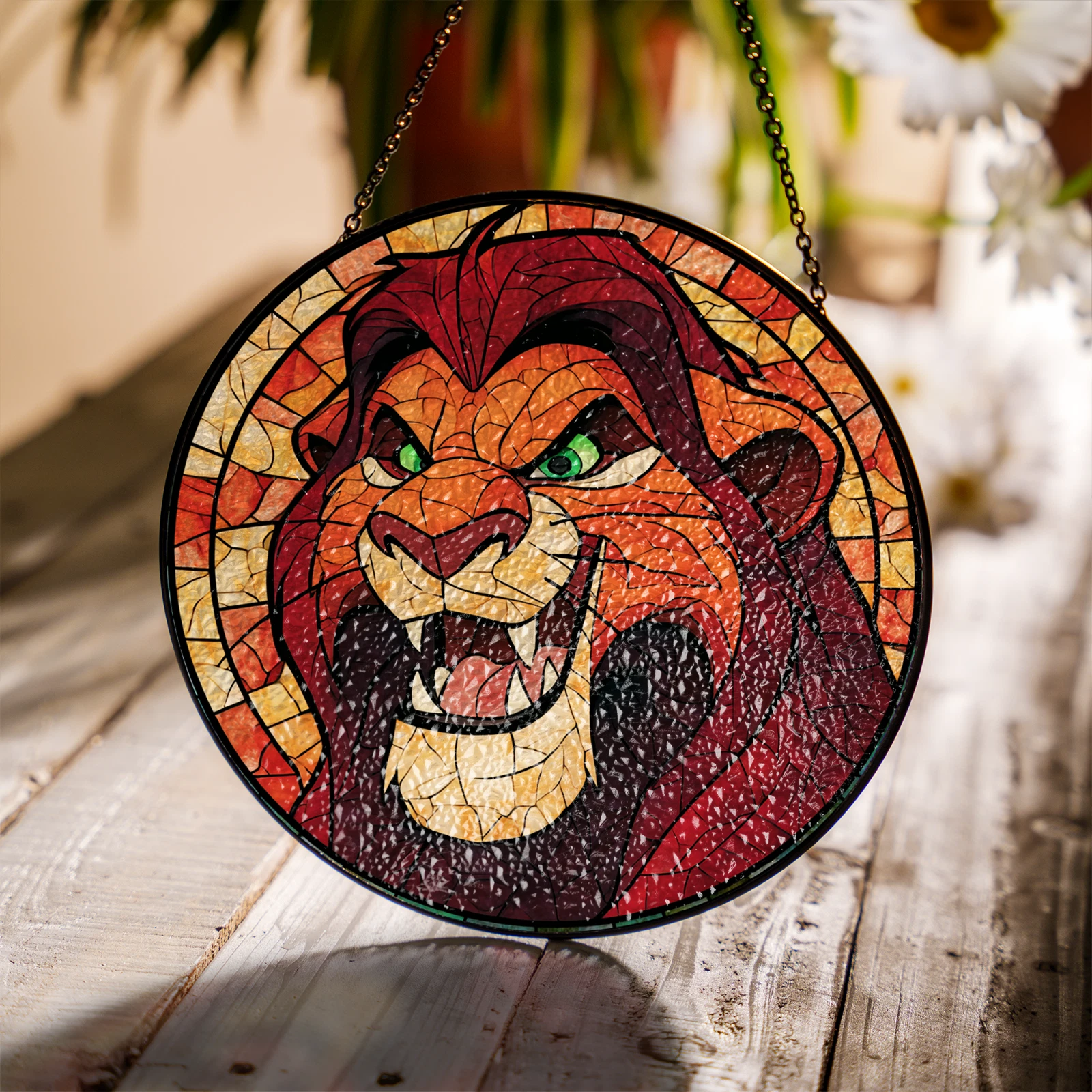 Scar Lion King Stained Glass Suncatcher, Window Hanging Decor