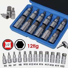 ALLEN KEY / HEX BIT SOCKET SET 12pc 1/2" Drive 5mm to 22mm - H5 to H22 Tool UK
