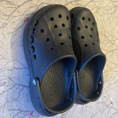 Crocs Platform Shoes Women's Size 9 Black Classic Iconic Comfort Clogs EUC Nice