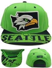 Seattle New Top Level State Fill Seahawks Colors Green Blue Era Snapback Hat Cap