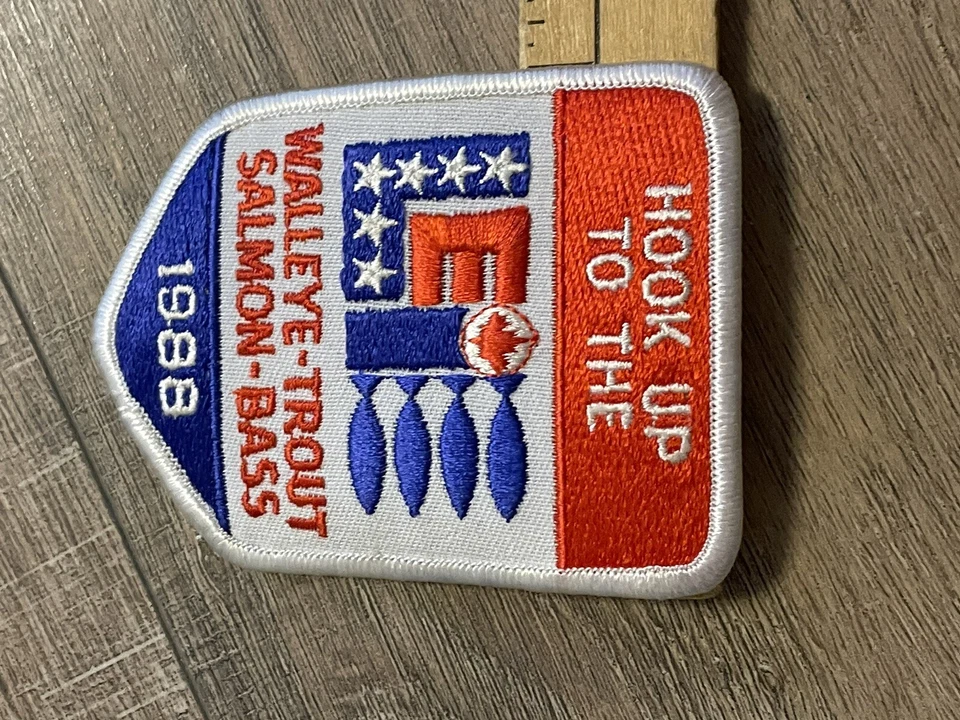 Vintage Hook Up To The Lake Erie 1988 Patch Walleye Trout Salmon Bass - Image 4 of 4