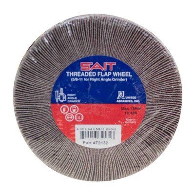 United Abrasives SAIT 72132 4-1/2x3/4x5/8-11 Threaded Flap Wheel 60 Grit 5 pack