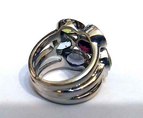 925 ECHT SILBER RHODINIERT *** Großer massiver Edelstein Ring, Größenauswahl - Bild 5 von 10