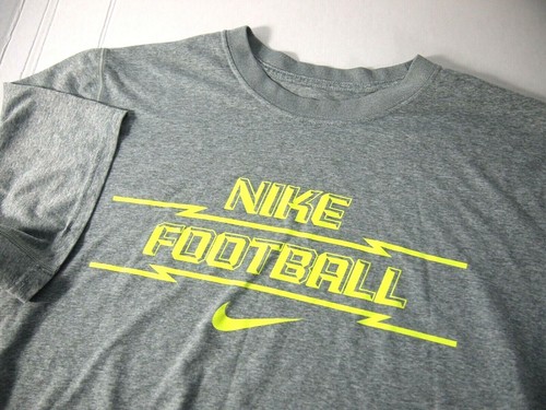 Nike Mens T-Shirt Tee L Football Spellout Grey Crewneck Short Sleeve Dri-Fit - Picture 2 of 5