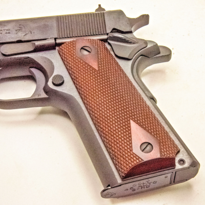 COLT 1911 S70 Full size Solid Rosewood Checkered Grips - AMBI CUT