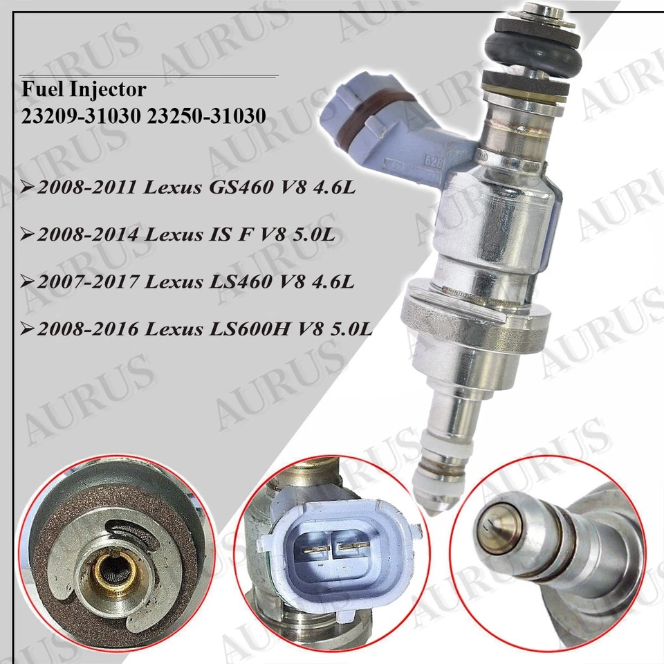 Inyector de combustible X8 OEM DENSO para Lexus GS460 IS F LS460 LS600H 23250-31030 2007-17 Foto 2 de 4