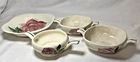 4-Pc Red Wing Pottery Bowls Lexington Rose Cream Soup Handle VTG Hand Paint MCM