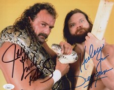 WWE- Hacksaw Jim Duggan & Jake the Snake Roberts signed 8x10 photo JSA COA