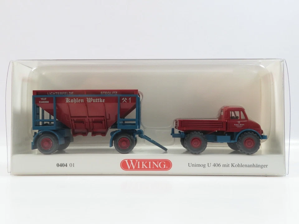 1:87 Wiking 040401 Unimog U 406 mit Kohlenanhänger W4