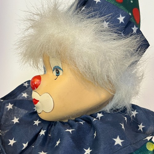 Vintage Clown Hanging Art Swing Swinging Jester Puppet Large Marionette Doll - Foto 7 di 18