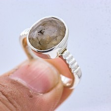 Oval Cut Labradorite Textured Ring, 925 Sterling Silver Solitaire Bezel Set Ring