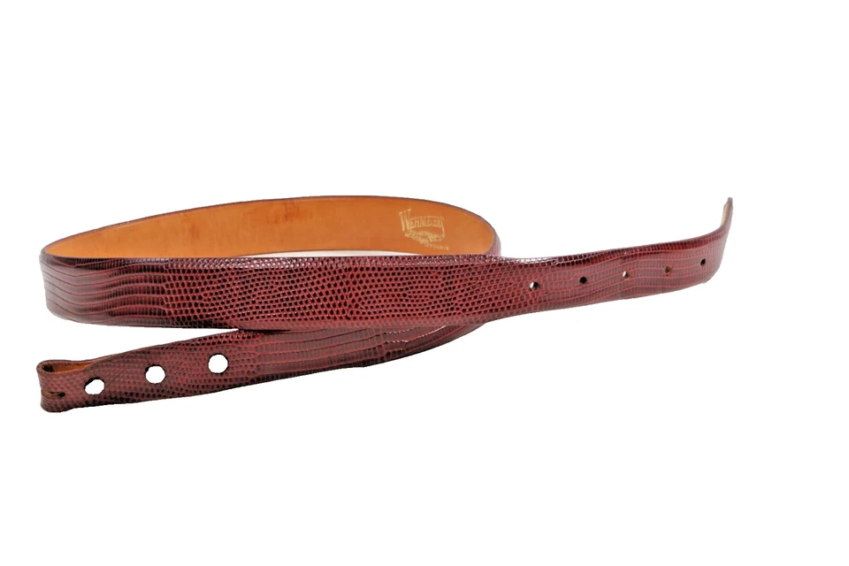 Correa de cinturón de cuero de lagarto borgoña WEHMEIER talla 37 Foto 2 de 4