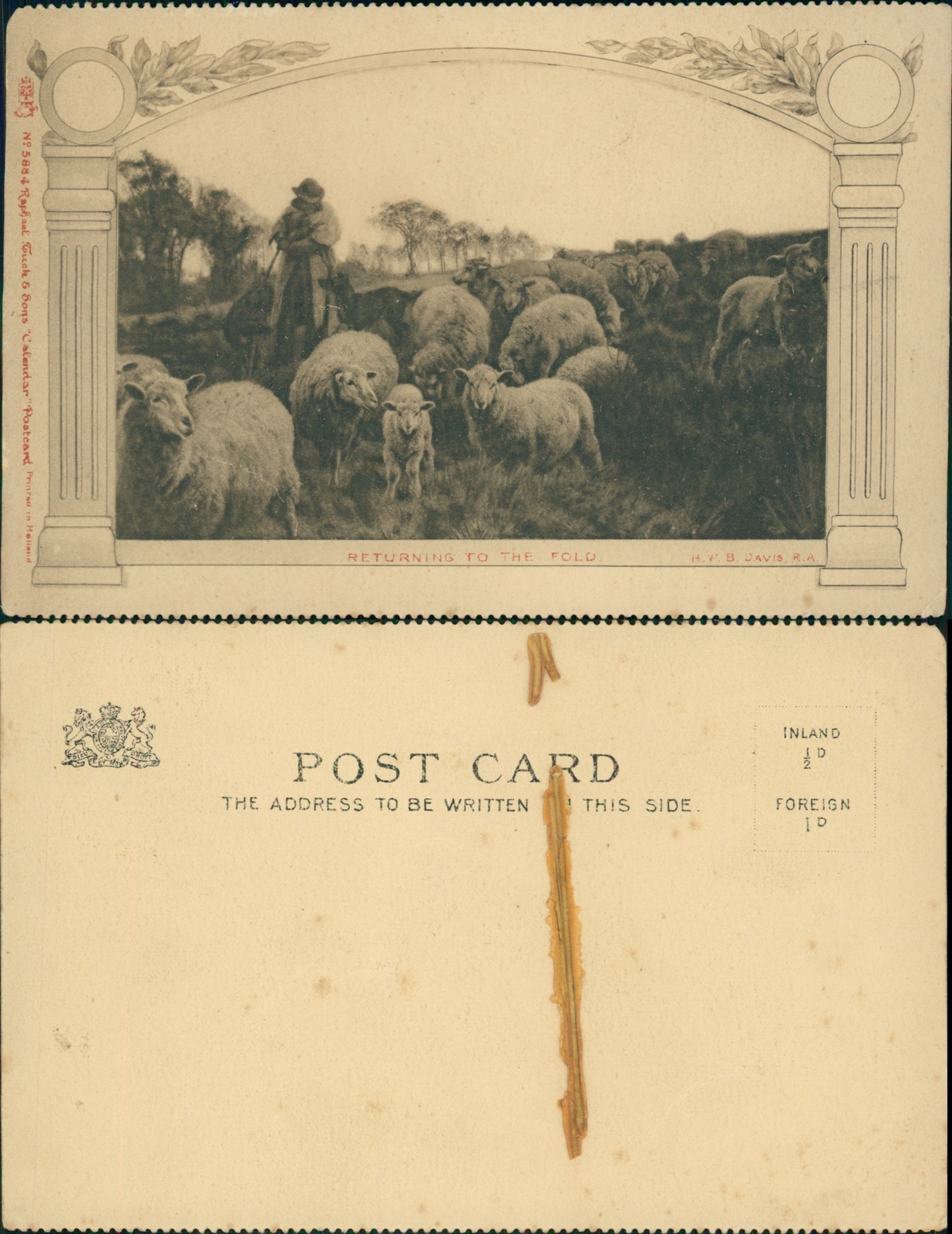 Returning To The Fold HWB Davis Tucks 5884 Calendar Postcard Undivided Back