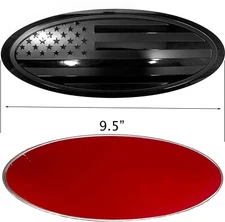 9.5'' Black USA Flag Aluminum Front Grille Tailgate Badge Trim Fits 15-20 F150