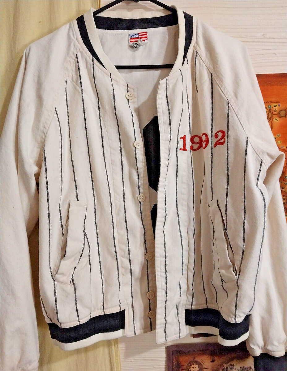 Authentic Vintage 1990s White Cotton Baseball Style Jacket TEAM