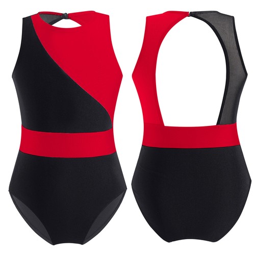 Kids Girls Mesh Patchwork Ballet Dance Leotard Gymnastic Bodysuit Unitard - Picture 15 of 53