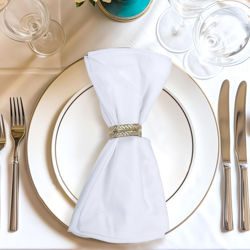White Dinner Napkins 100% Cotton Cloth Napkins (Set of 12) 18X18 Inches Absorben - Picture 7 of 9