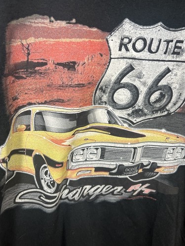 Retro Dodge Charger R/T Route 66 themed Black colored T Shirt Size Large - Picture 5 of 9