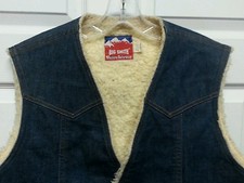 VINTAGE BIG SMITH WESTERN OUTERWARE VEST SOLID BLUE DENIM SIZE L